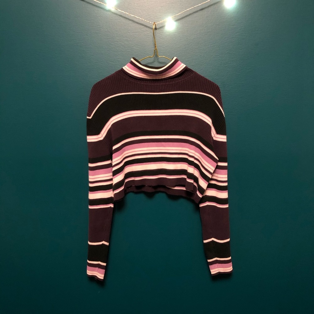 PURPLE STRIPED CROP TOP